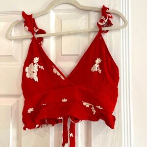 Orange Cropped floral top